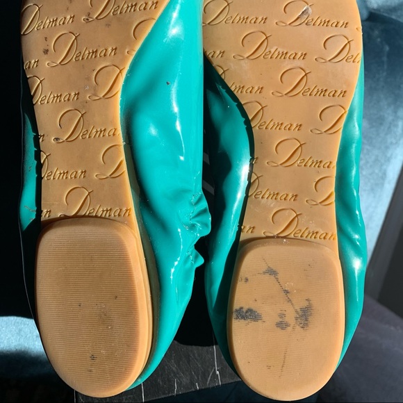 Delman turquoise patent leather 'Mona' flats - Picture 7 of 7